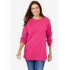 Woman Within Plus Size Perfect Long-Sleeve Crewneck Tee (Petite Available)(Petal Purple)