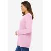 Woman Within Plus Size Perfect Long-Sleeve Crewneck Tee (Petite Available)(Pink)