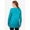 Woman Within Plus Size Perfect Long-Sleeve Crewneck Tunic(Pretty Turquoise)