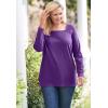 Woman Within Plus Size Perfect Long-Sleeve Square-Neck Tee(Radiant Purple)
