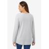 Woman Within Plus Size Perfect Long-Sleeve V-Neck Tee(Heather Grey)