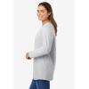 Woman Within Plus Size Perfect Long-Sleeve V-Neck Tee(Heather Grey)