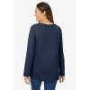 Woman Within Plus Size Perfect Long-Sleeve V-Neck Tee(Navy)