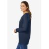 Woman Within Plus Size Perfect Long-Sleeve V-Neck Tee(Navy)