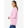 Woman Within Plus Size Perfect Long-Sleeve V-Neck Tee(Pink)