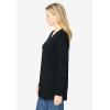 Woman Within Plus Size Perfect Long-Sleeve V-Neck Tunic(Black)