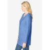 Woman Within Plus Size Perfect Long-Sleeve V-Neck Tunic(French Blue)
