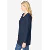 Woman Within Plus Size Perfect Long-Sleeve V-Neck Tunic(Navy)