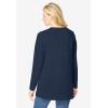 Woman Within Plus Size Perfect Long-Sleeve V-Neck Tunic(Navy)
