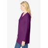 Woman Within Plus Size Perfect Long-Sleeve V-Neck Tunic(Plum Purple)