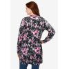 Woman Within Plus Size Perfect Longer-Length Cotton Cardigan(Black Floral)