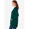 Woman Within Plus Size Perfect Longer-Length Cotton Cardigan(Emerald Green)