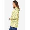 Woman Within Plus Size Perfect Printed Long-Sleeve Crewneck Tee(Banana Tulip Flowers)
