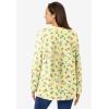Woman Within Plus Size Perfect Printed Long-Sleeve Crewneck Tee(Banana Tulip Flowers)
