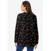 Woman Within Plus Size Perfect Printed Long-Sleeve Crewneck Tee(Black Mistletoe)