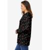 Woman Within Plus Size Perfect Printed Long-Sleeve Crewneck Tee(Black Mistletoe)