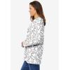Woman Within Plus Size Perfect Printed Long-Sleeve Crewneck Tee(Black Multi Tulip Flowers)