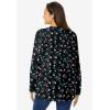 Woman Within Plus Size Perfect Printed Long-Sleeve Crewneck Tee(Black Multi Tulip Flowers)