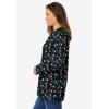 Woman Within Plus Size Perfect Printed Long-Sleeve Crewneck Tee(Black Multi Tulip Flowers)