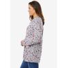 Woman Within Plus Size Perfect Printed Long-Sleeve Crewneck Tee(Heather Grey Red Pretty Floral)