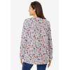 Woman Within Plus Size Perfect Printed Long-Sleeve Crewneck Tee(Heather Grey Red Pretty Floral)