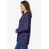 Woman Within Plus Size Perfect Printed Long-Sleeve Crewneck Tee(Navy Pretty Floral)