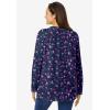 Woman Within Plus Size Perfect Printed Long-Sleeve Crewneck Tee(Navy Pretty Floral)