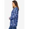 Woman Within Plus Size Perfect Printed Long-Sleeve Crewneck Tee(Royal Navy Textured Snowflake)