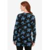 Woman Within Plus Size Perfect Printed Long-Sleeve Crewneck Tunic(Blue Rose Ditsy Bouquet)