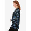 Woman Within Plus Size Perfect Printed Long-Sleeve Crewneck Tunic(Blue Rose Ditsy Bouquet)