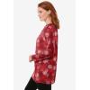 Woman Within Plus Size Perfect Printed Long-Sleeve Crewneck Tunic(Classic Red Textured Snowflake)