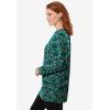 Woman Within Plus Size Perfect Printed Long-Sleeve Crewneck Tunic(Emerald Green Leaf Print)