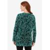 Woman Within Plus Size Perfect Printed Long-Sleeve Crewneck Tunic(Emerald Green Leaf Print)