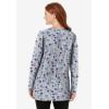 Woman Within Plus Size Perfect Printed Long-Sleeve Crewneck Tunic(Heather Grey Pretty Floral)