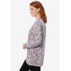 Woman Within Plus Size Perfect Printed Long-Sleeve Crewneck Tunic(Heather Grey Red Pretty Floral)
