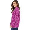 Woman Within Plus Size Perfect Printed Long-Sleeve Mockneck Tee(Petal Purple Floral Paisley)