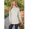 Woman Within Plus Size Perfect Printed Long-Sleeve Turtleneck Tee(Ivory Leaf Print)