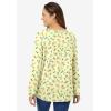 Woman Within Plus Size Perfect Printed Long-Sleeve V-Neck Tee(Banana Tulip Flowers)