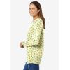 Woman Within Plus Size Perfect Printed Long-Sleeve V-Neck Tee(Banana Tulip Flowers)