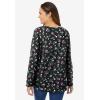 Woman Within Plus Size Perfect Printed Long-Sleeve V-Neck Tee(Black Multi Tulip Flowers)