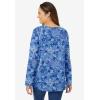 Woman Within Plus Size Perfect Printed Long-Sleeve V-Neck Tee(Bright Cobalt Patchwork)