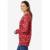 Woman Within Plus Size Perfect Printed Long-Sleeve V-Neck Tee(Classic Red Snowflakes)