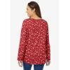 Woman Within Plus Size Perfect Printed Long-Sleeve V-Neck Tee(Classic Red Snowflakes)