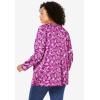 Woman Within Plus Size Perfect Printed Long-Sleeve V-Neck Tee(Heather Grey Red Pretty Floral)