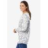 Woman Within Plus Size Perfect Printed Long-Sleeve V-Neck Tee(Ivory Leaf Print)