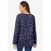 Woman Within Plus Size Perfect Printed Long-Sleeve V-Neck Tee(Navy Pretty Floral)