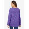 Woman Within Plus Size Perfect Printed Long-Sleeve V-Neck Tee(Petal Purple Floral Paisley)