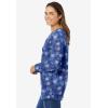 Woman Within Plus Size Perfect Printed Long-Sleeve V-Neck Tee(Royal Navy Textured Snowflake)