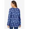 Woman Within Plus Size Perfect Printed Long-Sleeve V-Neck Tee(Royal Navy Textured Snowflake)
