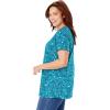 Woman Within Plus Size Perfect Printed Short-Sleeve Crewneck Tee(Heather Grey Pretty Floral)